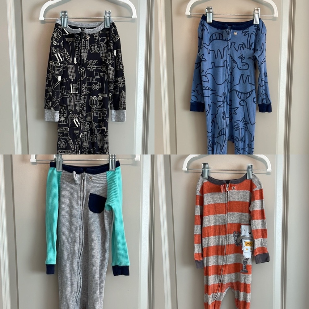 GUC - 4 Pairs Boys Zip Up PJs Pajamas